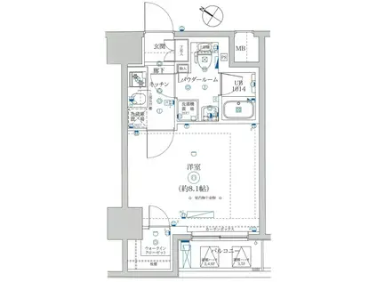 MAXIV CROS竹ノ塚(1K/2階)の間取り写真
