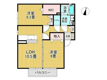 アムールレジデンスB棟(2LDK/1階)の間取り写真