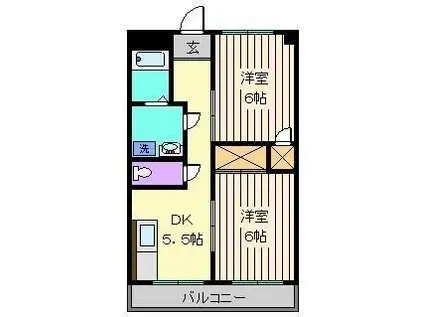 ニューサカエコーポ(2DK/1階)の間取り写真