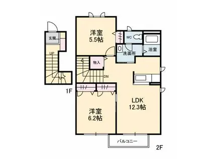 DIAS HIRO(2LDK/2階)の間取り写真