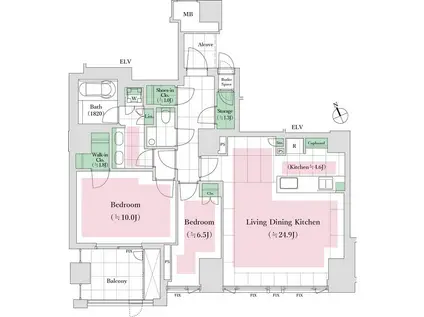 パークマンション鳥居坂(2LDK/1階)の間取り写真