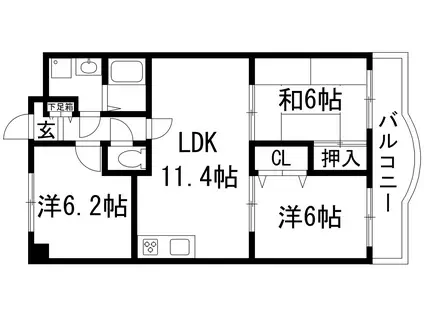 サンベルエアー(3LDK/4階)の間取り写真
