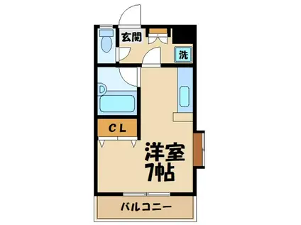 ディファレンス調布(ワンルーム/2階)の間取り写真