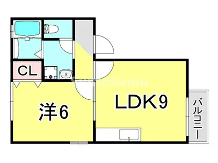 ハートヒルズ荒田(1LDK/1階)の間取り写真