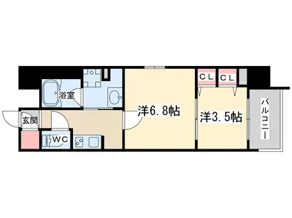 S-RESIDENCE天満橋AR(2K/14階)の間取り写真