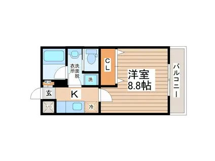 リビングステージ木町通(1K/3階)の間取り写真