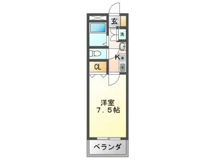 オーシャンI(1K/5階)の間取り写真