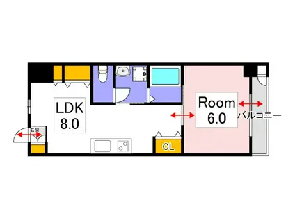 ASレジデンス厚生町(1LDK/3階)の間取り写真