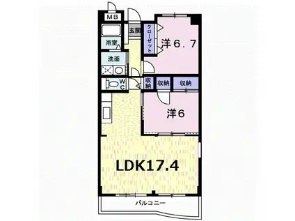 フォーロ・デル・コート(2LDK/1階)の間取り写真