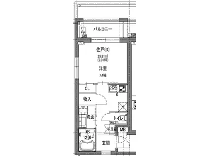 LALA NISHIAZABU(1K/4階)の間取り写真