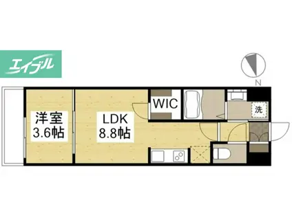 月光 旭川リバーサイドウエスト(1LDK/3階)の間取り写真