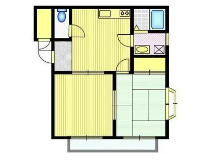 グリーンフィールドE棟(2DK/2階)の間取り写真