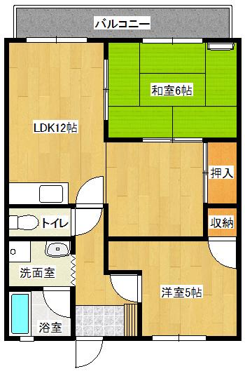 富谷マンション(3DK/2階)の間取り写真