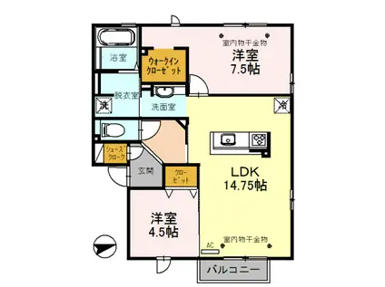 LAGOラーゴ(2LDK/1階)の間取り写真