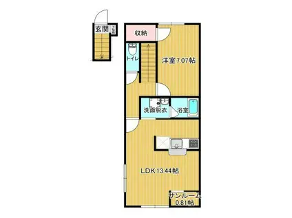  ドゥオ(1LDK/2階)の間取り写真