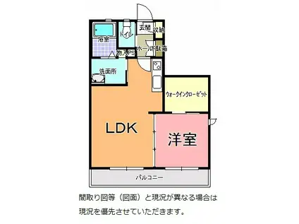 SUN RIVER K・W・D 弐番館(1LDK/2階)の間取り写真