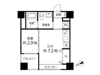 ハイリーフ上野(1DK/4階)の間取り写真