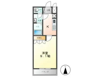 グランドゥールII(1K/1階)の間取り写真
