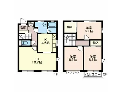 テラスミナミナガレ公園 A(3LDK/2階)の間取り写真