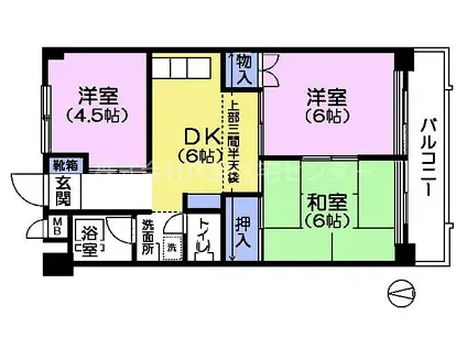 クレインハイツ(3DK/3階)の間取り写真