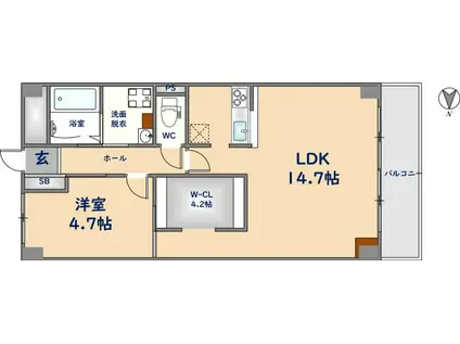 若草ハイツ(1LDK/6階)の間取り写真