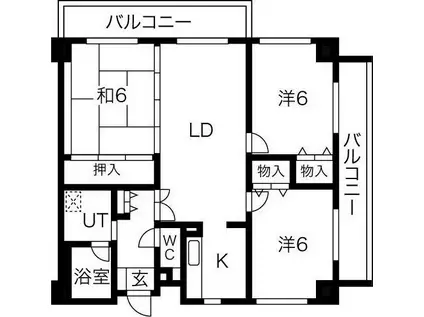 アビタシオン橋本II(3LDK/2階)の間取り写真
