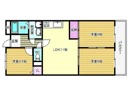 ドミール仲谷2号館(3LDK/3階)の間取り写真