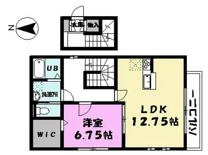 ペアレント西新井(1LDK/2階)の間取り写真