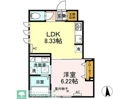 ブルースカイ(1LDK/1階)の間取り写真