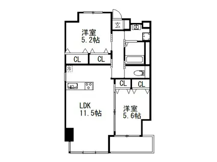 GUILD幕張(2LDK/5階)の間取り写真