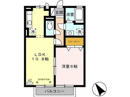 ソレイユ長沢I(1LDK/2階)の間取り写真