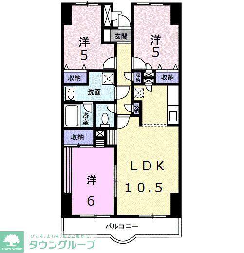 グランドバレー(3LDK/5階)の間取り写真