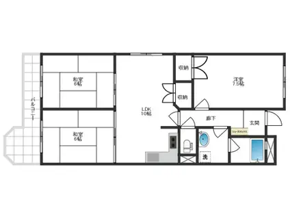上牧ドリームマンション(3LDK/2階)の間取り写真