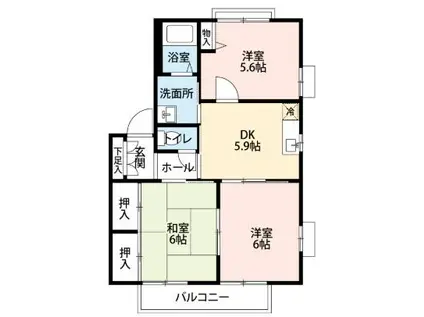 ハイツK-1(3K/2階)の間取り写真