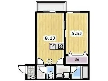 AMBITION風渡野(1LDK/3階)の間取り写真