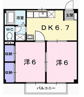 ロジュマン継(2DK/1階)の間取り写真