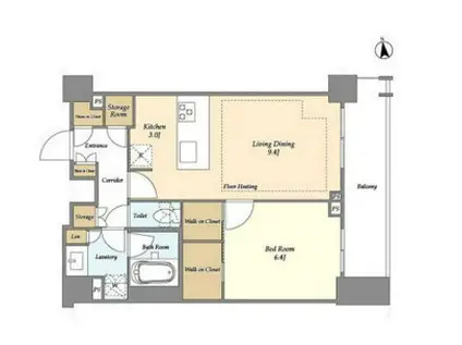 オアーゼ新宿市谷薬王寺(1LDK/2階)の間取り写真