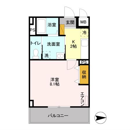 スフィア(1K/6階)の間取り写真