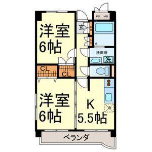 ヴァンコーポ大赤見(2K/2階)の間取り写真