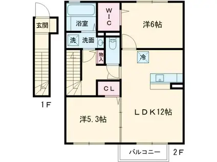 セジュール原町II(2LDK/2階)の間取り写真