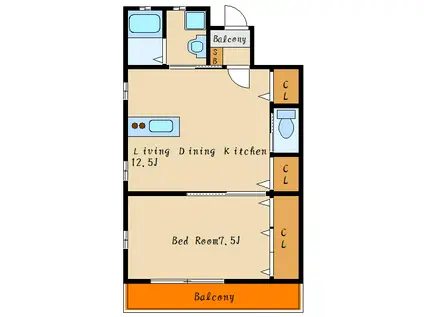 ステージ和坂II(1LDK/1階)の間取り写真