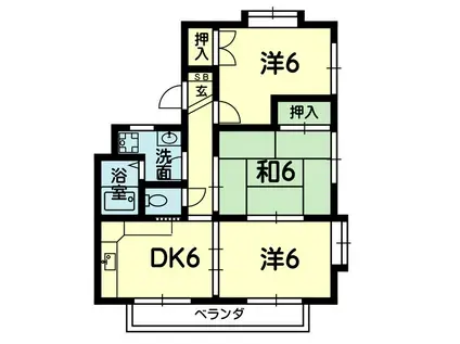 グリーンヒル益城B棟(3DK/2階)の間取り写真