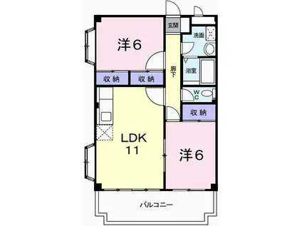アクロポリスII(2LDK/2階)の間取り写真