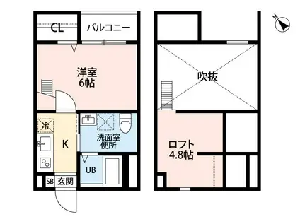 ブドワール塩池(1K/2階)の間取り写真