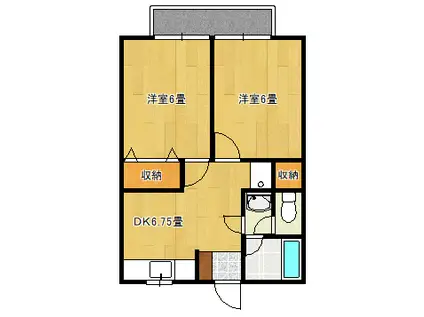 メゾン幸(2DK/2階)の間取り写真