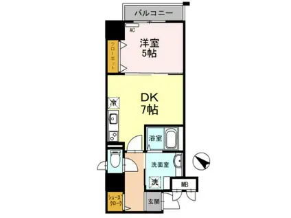 フォレ・リビエール磯辺通(1DK/4階)の間取り写真