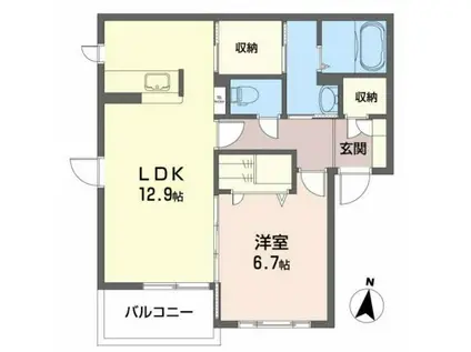プロムナード南ヶ丘A(1LDK/1階)の間取り写真