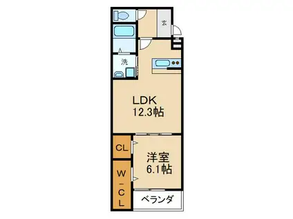 ウィステリア・テラス(1LDK/3階)の間取り写真