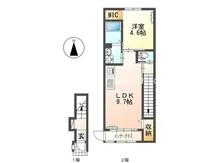 グランディール西高師(1LDK/2階)の間取り写真