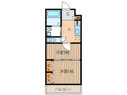 リファレンス箱崎(2K/4階)の間取り写真